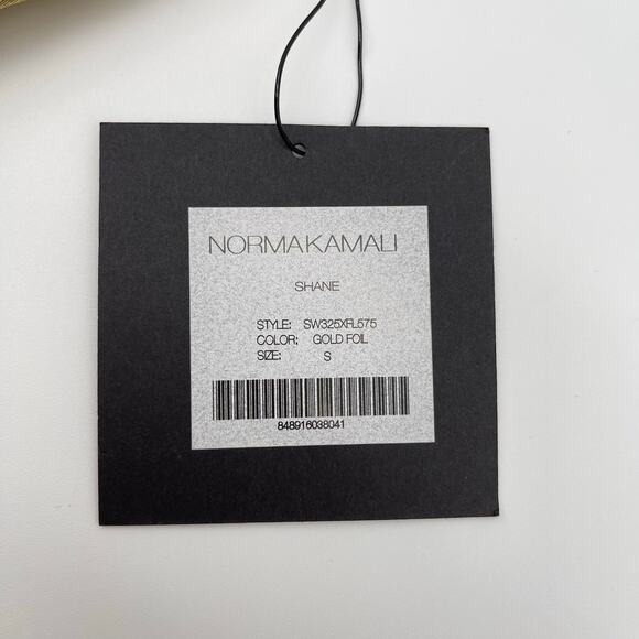 Norma Kamali | NWT Shane Metallic Gold Foil One Piece Bathing Suit Bodysuit S - Picture 5 of 13